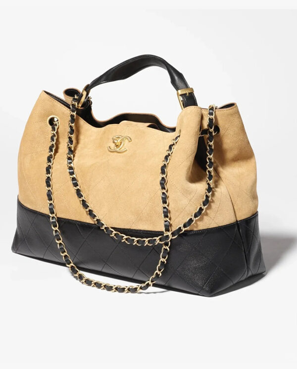 Grained Calfskin& Gold-Tone Metal, Black