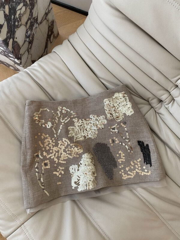 Heavy sequined beaded midi skirt