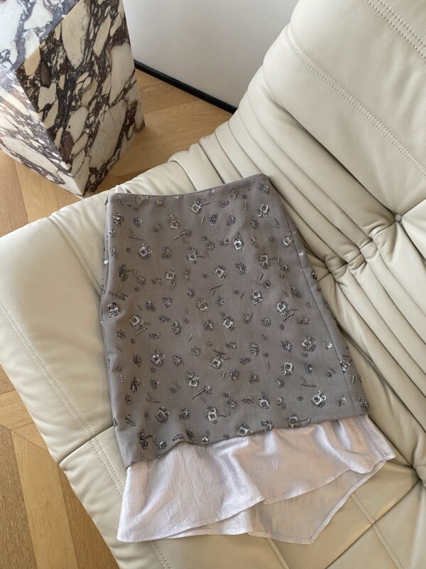 Sequined double-layer skirt