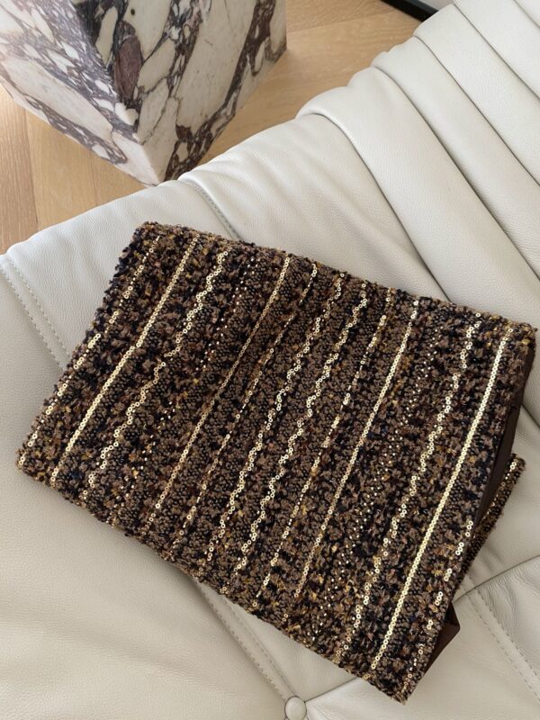 Caramel gold sequined midi skirt